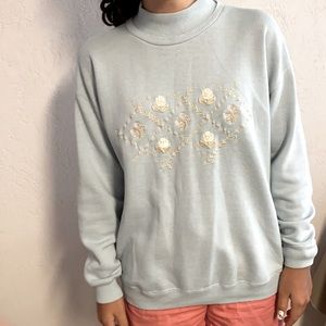 Bizzit Blue Sweater w Gold Floral Embroidery